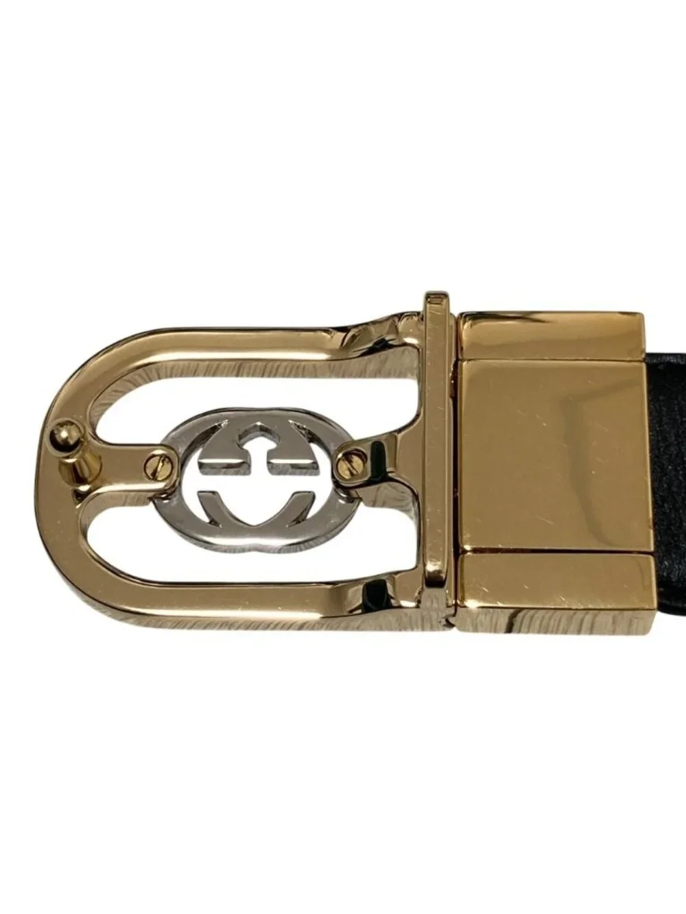 Gucci Interlocking G Reversible Belt White Black